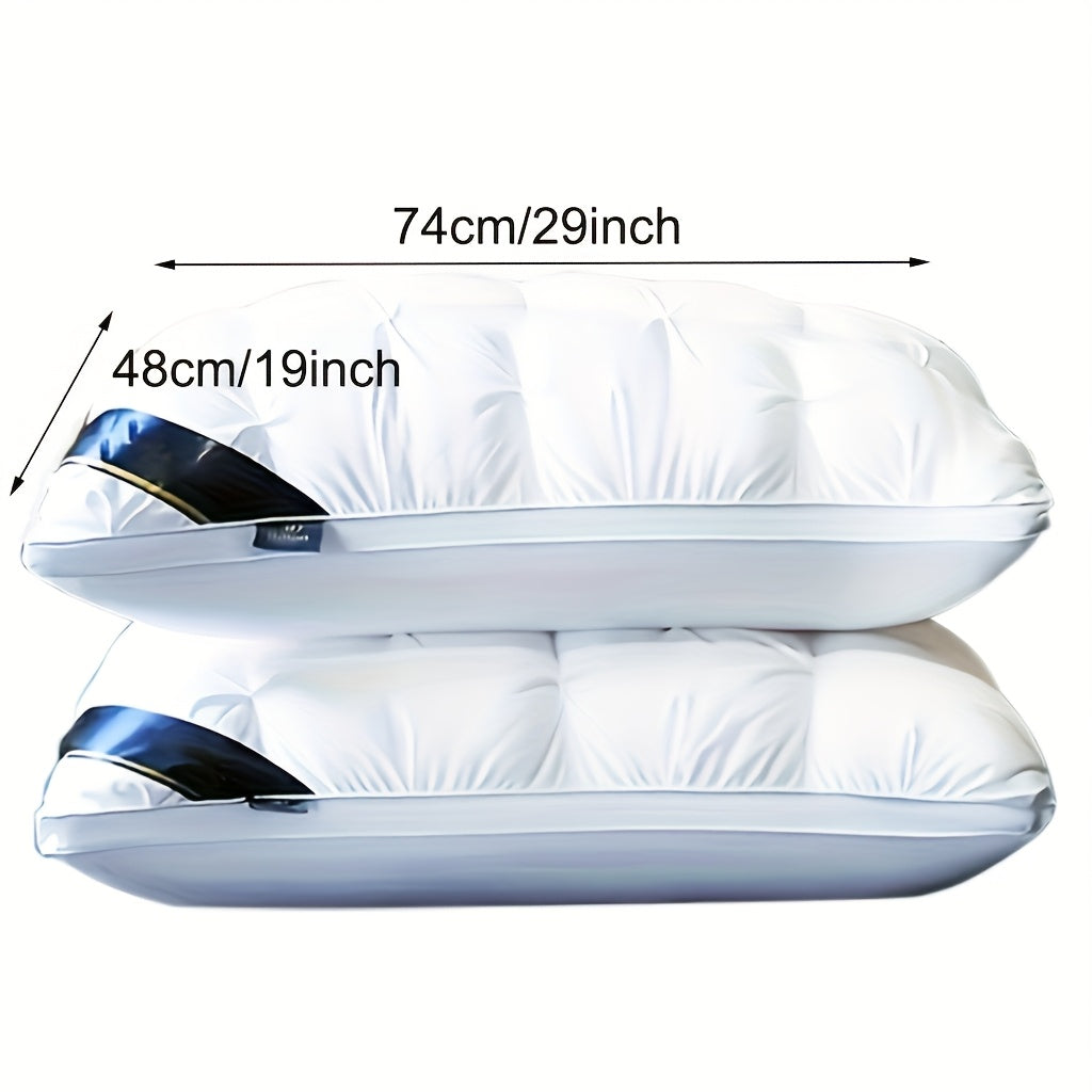5-Star Hotel Quality Pillow, 48.26x73.66 cm - Deep Sleep Neck Support, Non-Collapse High Pillow Core for All Seasons, Hypoallergenic Polyester Cover, Machine Washable Suitable for Family Bedrooms and RV Bedrooms RV Bedding