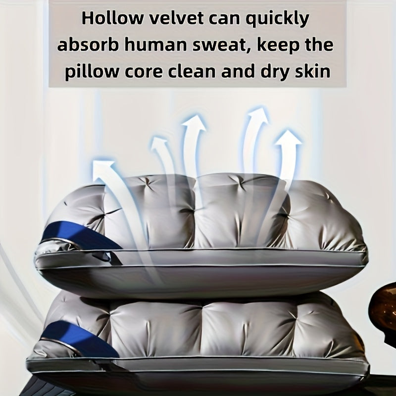 5-Star Hotel Quality Pillow, 48.26x73.66 cm - Deep Sleep Neck Support, Non-Collapse High Pillow Core for All Seasons, Hypoallergenic Polyester Cover, Machine Washable Suitable for Family Bedrooms and RV Bedrooms RV Bedding