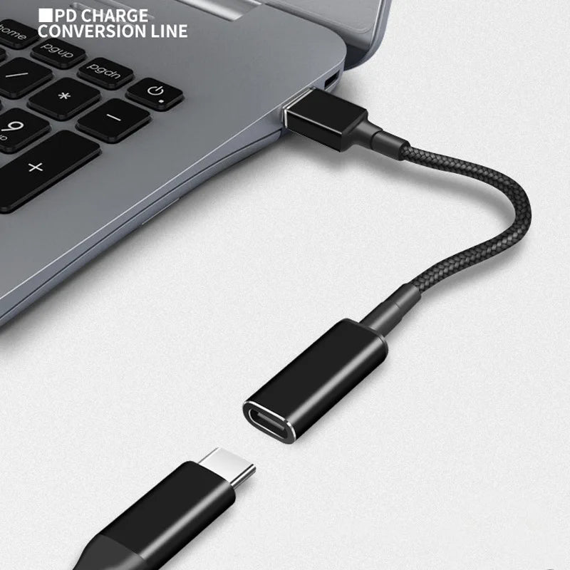 100W USB Type C Female to Square Plug Converter USB-C Fast Charging Cable Laptop Dc Power Adapter Connector for Lenovo Thinkpad