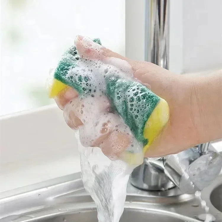 Double sided magic sponge for motorcycles, pots, and kitchens - heavy-duty grease cleaning sponge