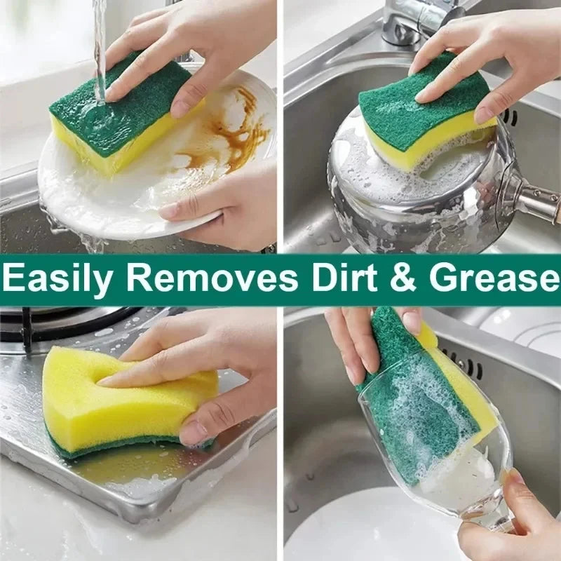 Double sided magic sponge for motorcycles, pots, and kitchens - heavy-duty grease cleaning sponge